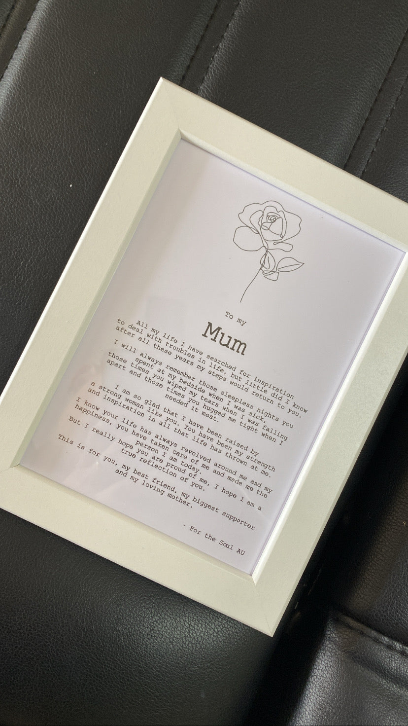 To My Mum - Frame Art