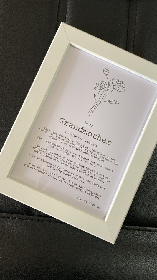 To My Grandmother - Frame Art